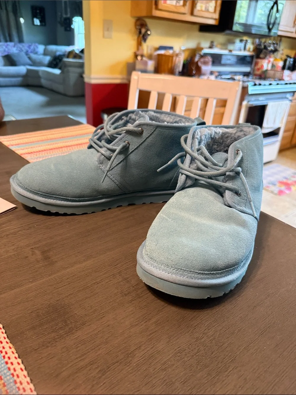 Men's UGG Suede Lace-Up Boots in Light Blue